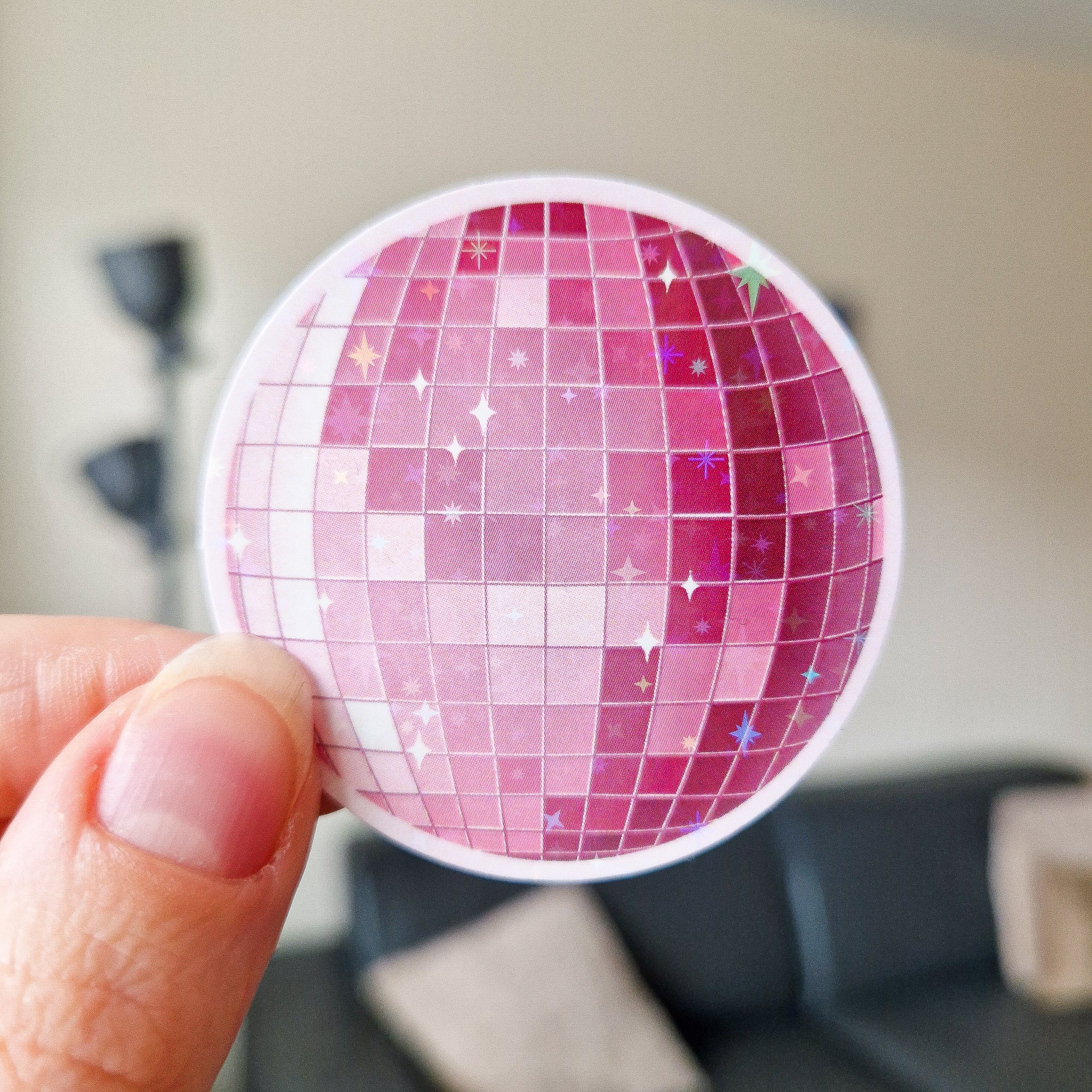 Glitter Sticker Discobal Roze