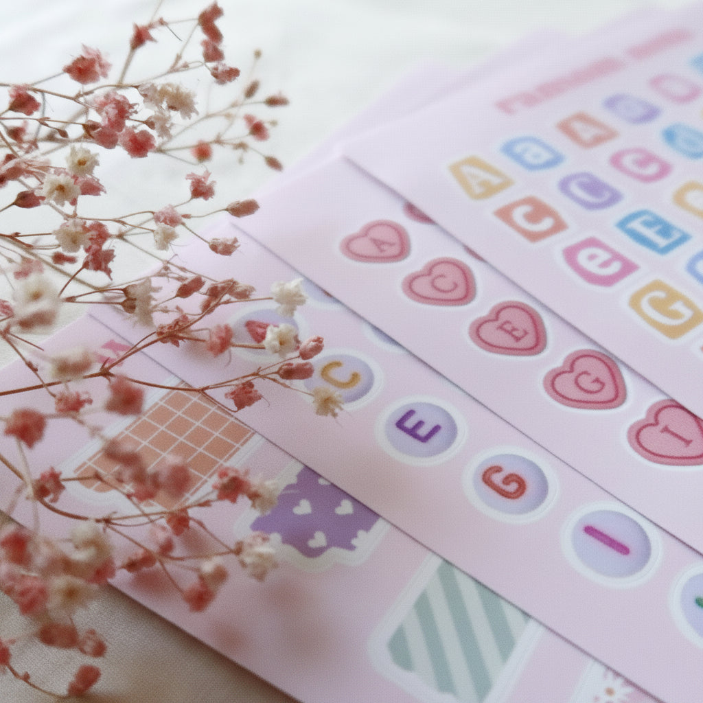 Stickervel Alfabet Hartjes