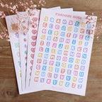 Stickervel Alfabet Hartjes