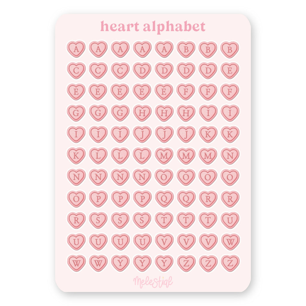 Stickervel Alfabet Hartjes
