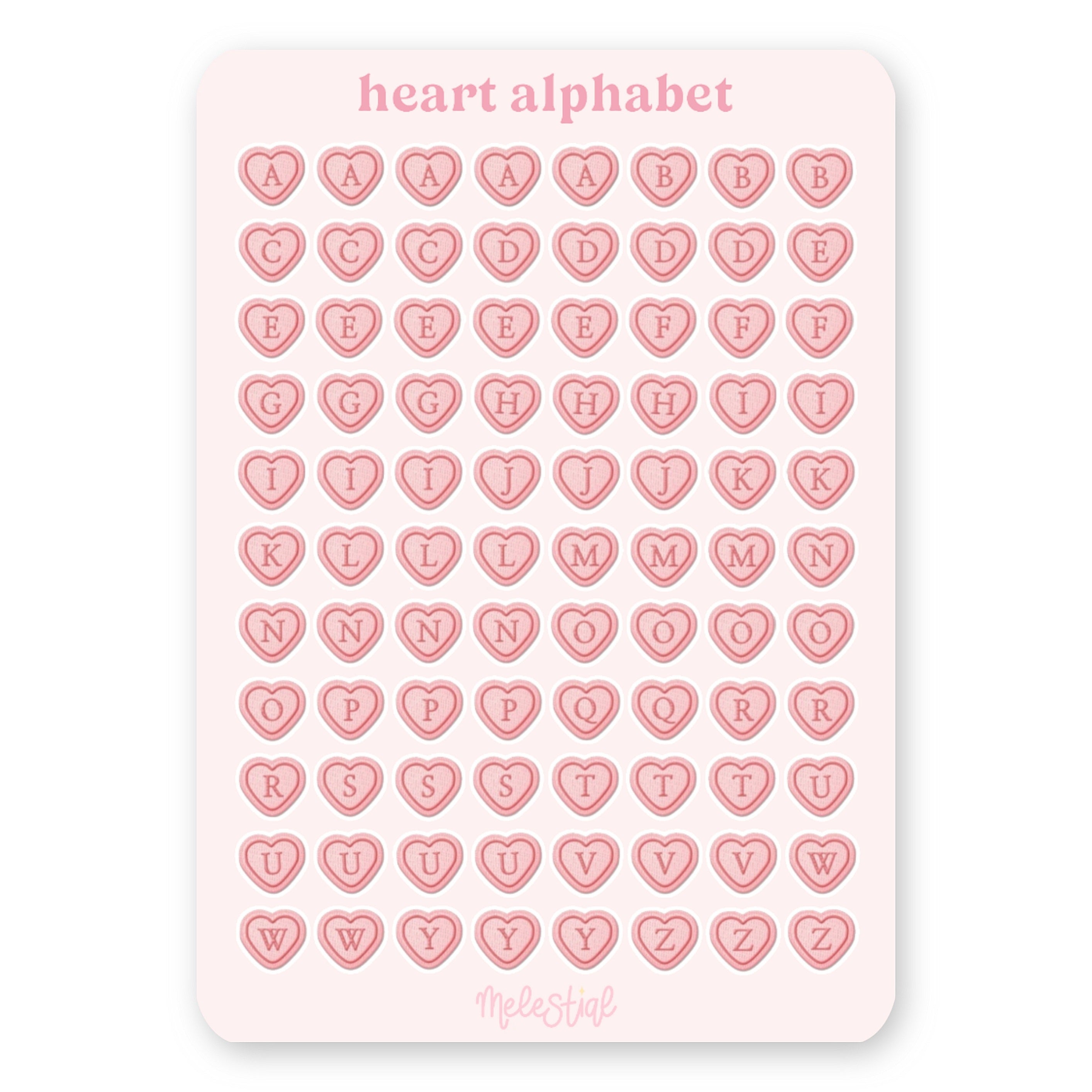 Stickervel Alfabet Hartjes