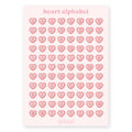 Stickerbogen Alphabet Herzen